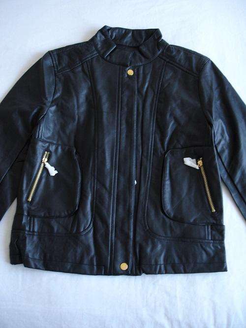 **Stunning Ladies Black Leather Look Jacket with Funky Design***L ONLY**BRAND NEW**