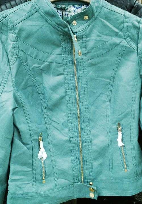 **NEW DESIGN**Stunning Ladies Green Leather Look Jacket with Funky Design**4 Sizes*BEAUTIFUL PIECE**