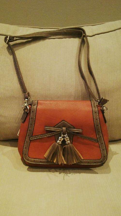 **Cute Ladies Tan/Brown PU Leather Sling bags With Beautiful Detail & Design**BRAND NEW**