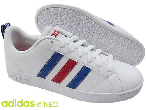**ORIGINAL MENS ADIDAS NEO VALSTRIPES CASUAL LOW SNEAKERS**SIZE 9 ONLY**WHITE/RED/BLUE**BRAND NEW**
