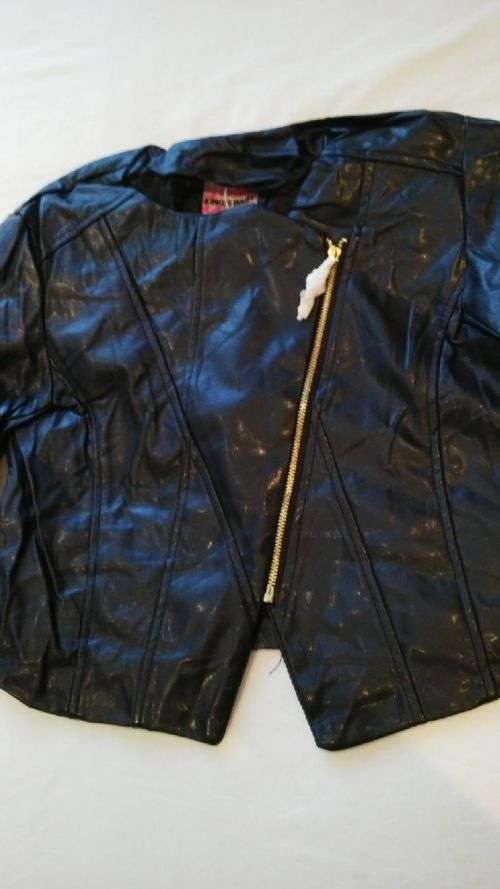 **Stunning Ladies NAVY Leather Look Biker Style Crop Jacket**XXL ONLY**BEAUTIFUL*BRAND NEW*