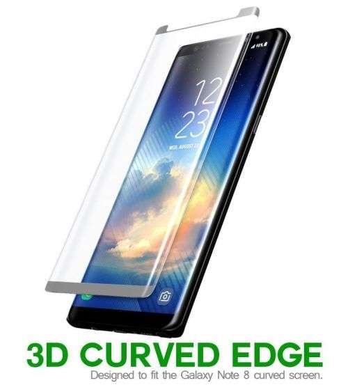 *Samsung Galaxy NOTE 8 FULL 3D CURVED Tempered Glass Screen Protector X 2*SILVER, CLEAR*FREE COURIER