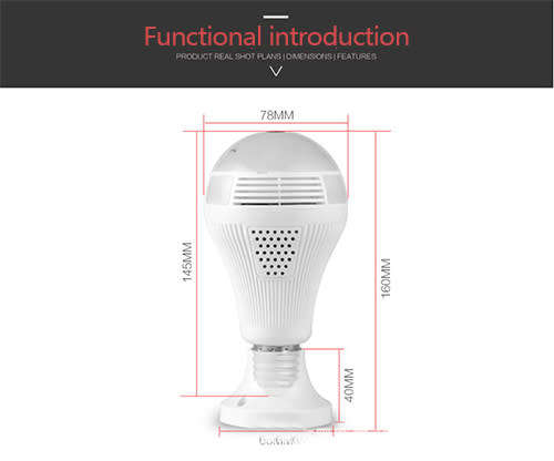 **WI-FI Wireless Two-Way Intercom 360° HD Panoramic IP Bulb Camera & Light, Support SD Card**