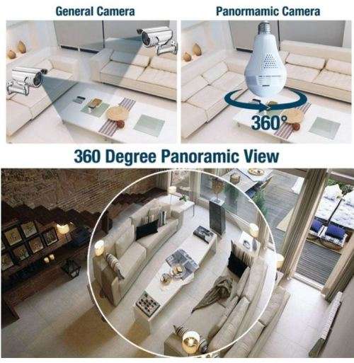 **WI-FI Wireless Two-Way Intercom 360° HD Panoramic IP Bulb Camera & Light, Support SD Card**
