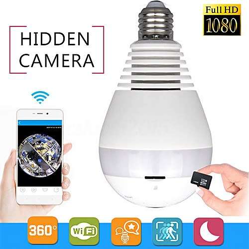 **WI-FI Wireless Two-Way Intercom 360° HD Panoramic IP Bulb Camera & Light, Support SD Card**