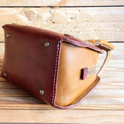 GENUINE LEATHER BAG - TAYLOR - RUBY/TAN