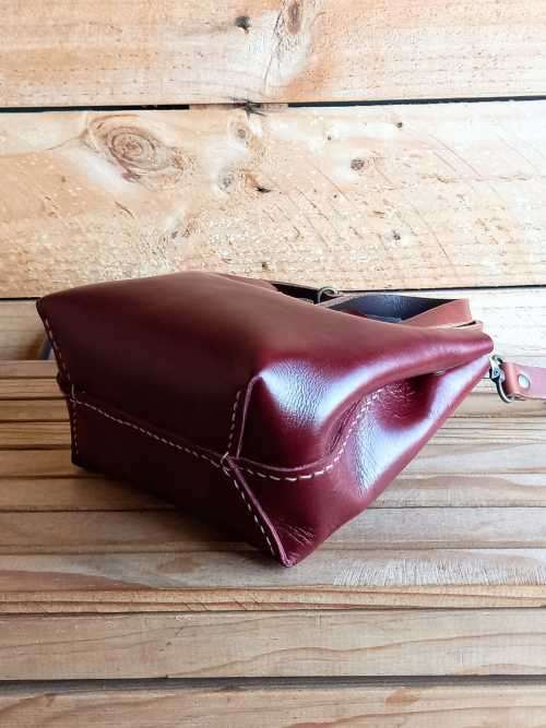 Genuine Leather Bag -  Mini Tote Sling - Ruby - IN STOCK