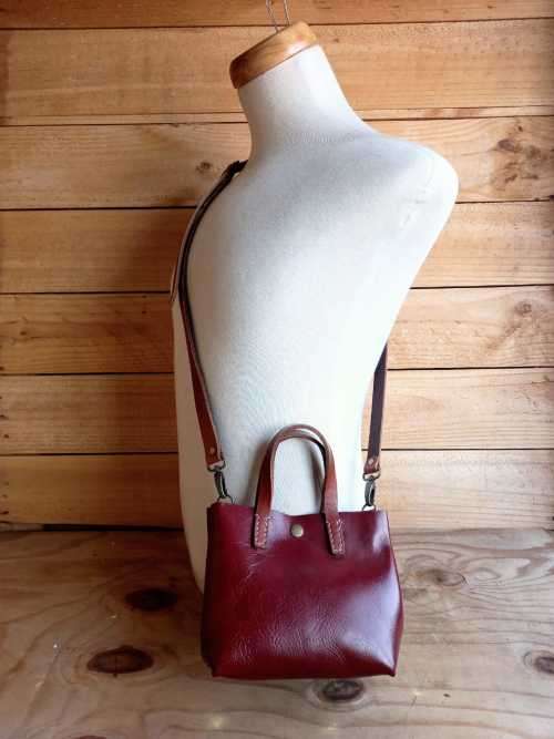 Genuine Leather Bag -  Mini Tote Sling - Ruby - IN STOCK