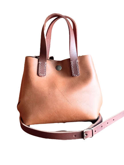 Genuine Leather Bag -  Mini Tote Sling - Tan/Toffee OR Ruby - Two colours - IN STOCK - FREE SHIPPING