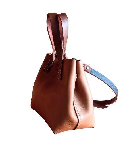 Genuine Leather Bag -  Mini Tote Sling - Tan/Toffee OR Ruby - Two colours - IN STOCK - FREE SHIPPING