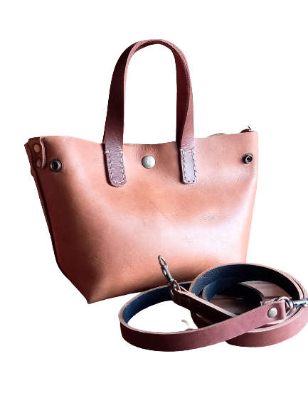 Genuine Leather Bag -  Mini Tote Sling - Tan/Toffee OR Ruby - Two colours - IN STOCK - FREE SHIPPING
