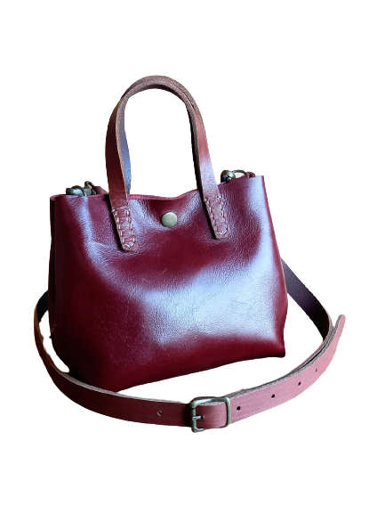 Genuine Leather Bag -  Mini Tote Sling - Tan/Toffee OR Ruby - Two colours - IN STOCK - FREE SHIPPING