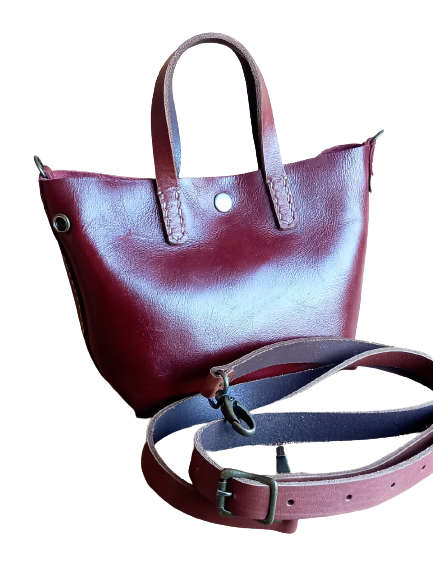 Genuine Leather Bag -  Mini Tote Sling - Tan/Toffee OR Ruby - Two colours - IN STOCK - FREE SHIPPING