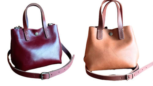 Genuine Leather Bag -  Mini Tote Sling - Tan/Toffee OR Ruby - Two colours - IN STOCK - FREE SHIPPING