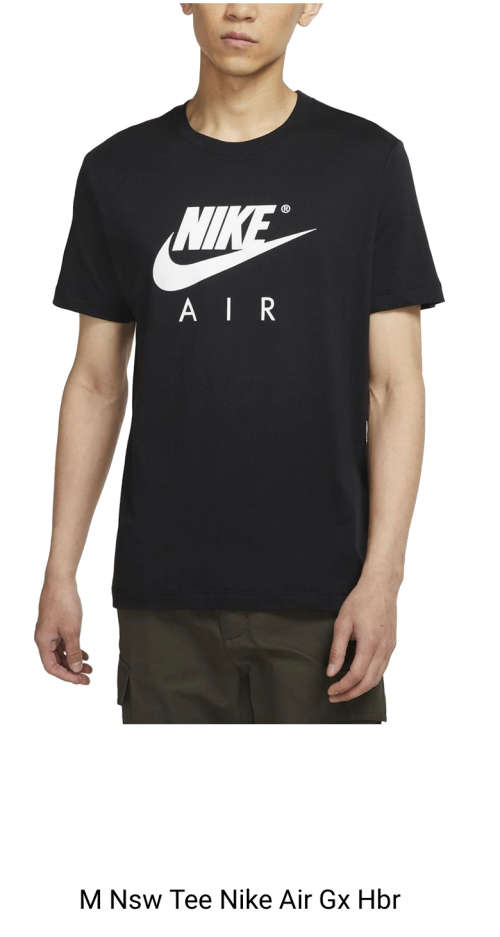 Original Mens Nike NSW TEE NIKE AIR GX HBR - DV2674-010 - Medium - BLACK/WHITE - Brand New