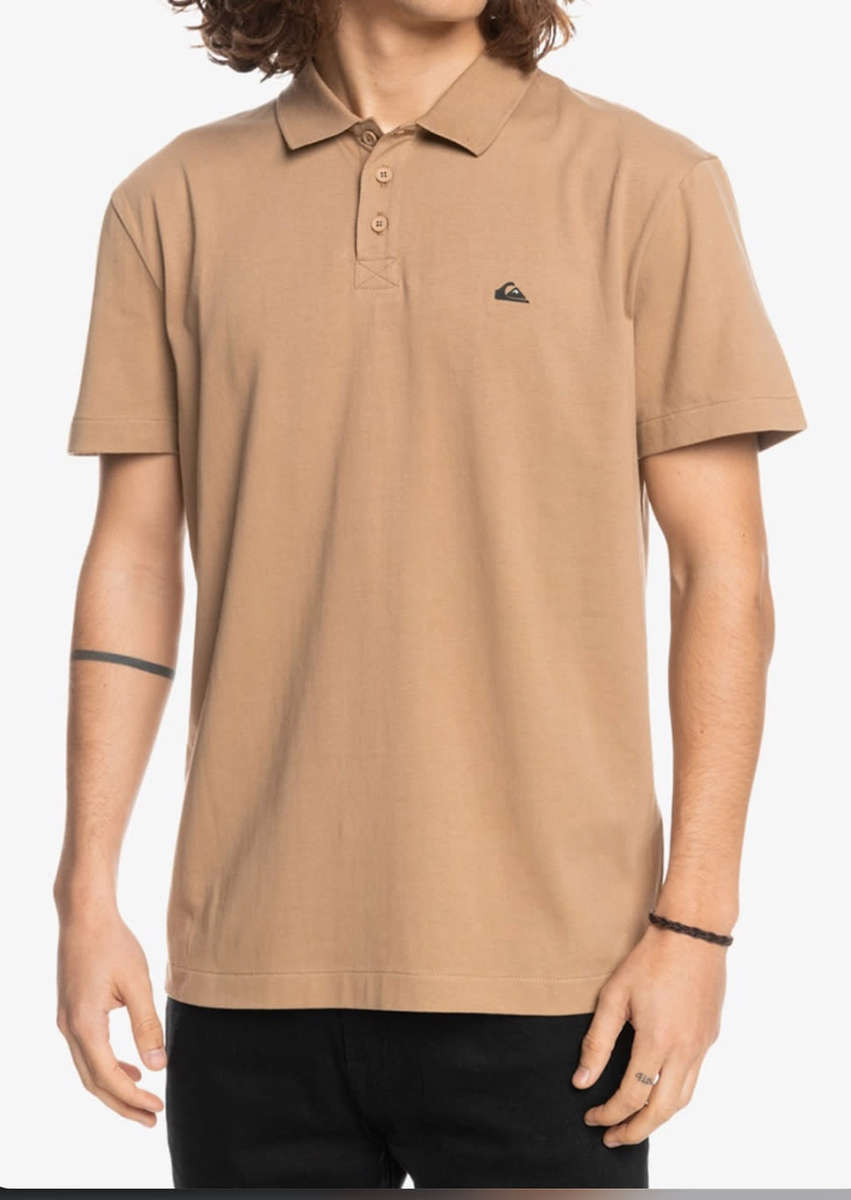 Quiksilver Men`s Essentials Polo T-Shirt Bundle X 3 - Medium - Brown, Navy, Black