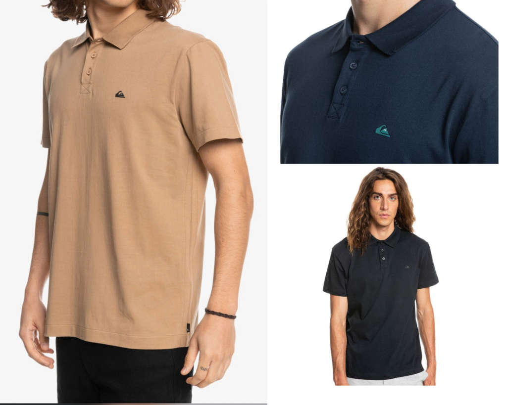 Quiksilver Men`s Essentials Polo T-Shirt Bundle X 3 - Medium - Brown, Navy, Black