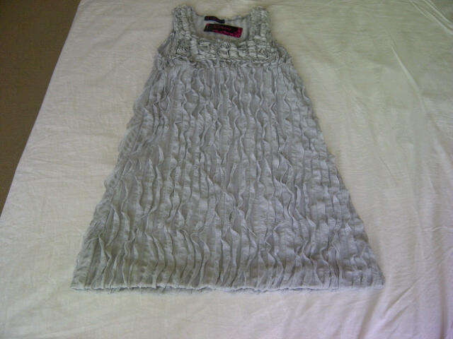 ***Stunning Grey Ladies evening/day dress with beautiful flower embroidery***