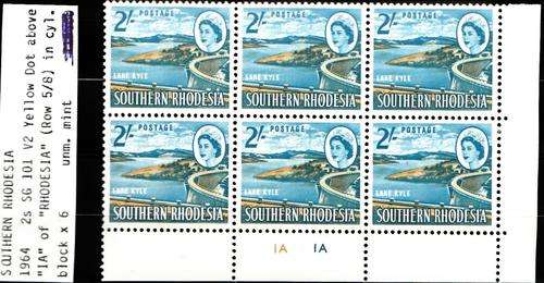 SOUTHERN RHODESIA 1964 SG101a/SACC103a DEFINTIVE 2s X6 MNH VARIETY -DOT OF ''IA"'