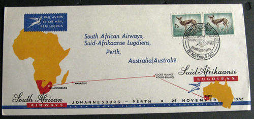 SAA FIRST FLIGHT SOUTH AFRICA-PERTH 1957
