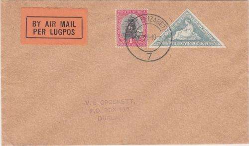 UNION AIRWAYS FLIGHT COVER PORT ELIZABETH DURBAN 1929