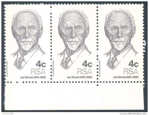 South Africa 1975 `Jan Smuts Anniversary` MNH 4c marginal Strip with Varieties