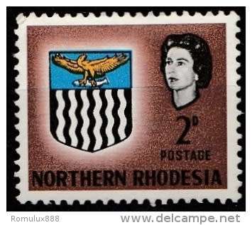 NORTHERN RHODESIA SG77SACC77 2d MH WITH VARIETY UPWARD SHIFT OF BLUE OUT OF BOX AND INTO FISH