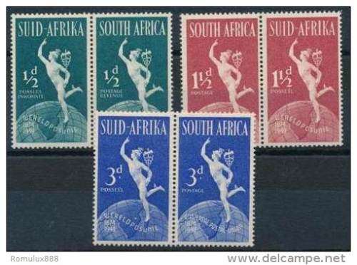 SOUTH AFRICA 1949 U.P.U. SET WITH 3d BLUE PAIR LAKE FLAW MH