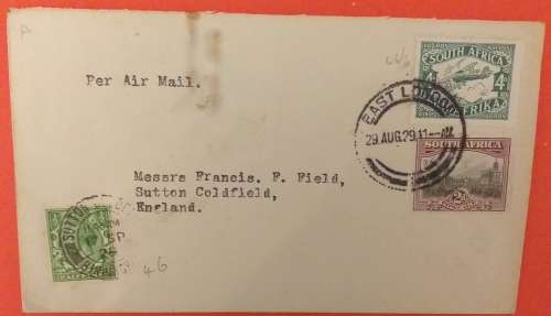 UNION FLIGHT EAST LONDON-LONDON,UK 1929 SENT 29/8/29 ARRIVED 17/9/32 IN SUTTON COLDFIELD,ENGLAND
