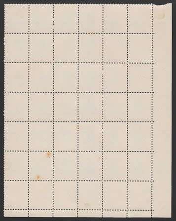 South Africa 1948 1d Ship cyl 6A mint marginal block of 36, top row stamp 4 showing St Elmo`s light