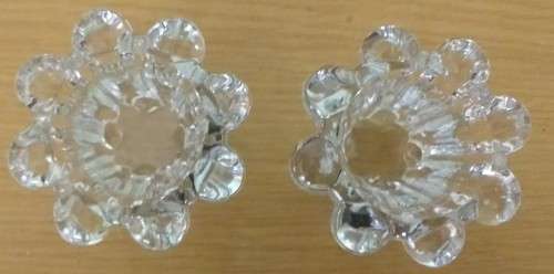 VINTAGE BOUGIOIRI TWLIGHT PAIR OF GLASS CANDLESTICK HOLDERS 50mm HEIGHT ..WEIGHT 178 grams EACH