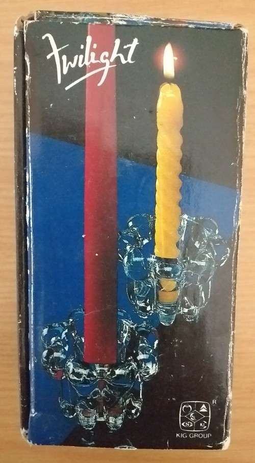 VINTAGE BOUGIOIRI TWLIGHT PAIR OF GLASS CANDLESTICK HOLDERS 50mm HEIGHT ..WEIGHT 178 grams EACH