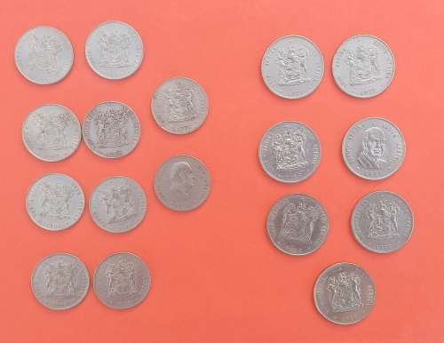 RSA MIXED LOT OF 50c and R1coins SOLD AS A LOT