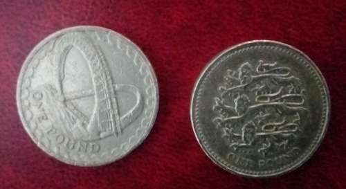 UK X2 1 POUND COINS