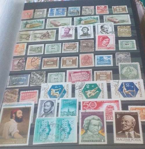 STAMP ALBUM DAVO (NERO F) 16  PAGES BOTH SIDES ALMOST FULL MOSTLY USED /MH HUNGARY AND GREECE