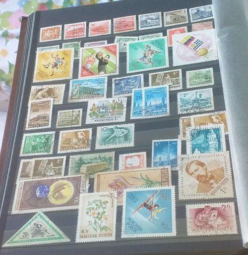 STAMP ALBUM DAVO (NERO F) 16  PAGES BOTH SIDES ALMOST FULL MOSTLY USED /MH HUNGARY AND GREECE