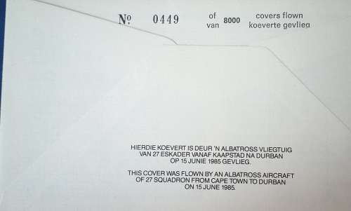 60TH ANNIVERSARY SAAF EXPERIMENTAL AIRMAIL SERVICE 1985 SIGNED CAPT.CASPAREUTHUS