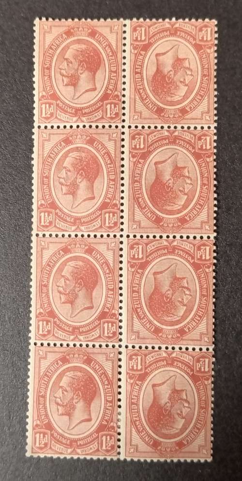 1913-11/2d TETE BECHE BLOCK OF 8 (4 PAIRS HINGED ON BOTTOM PAIR ONLY )