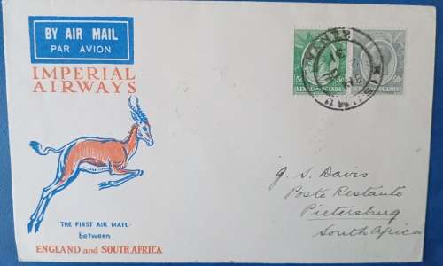 IMPERIAL AIRWAYS FIRST FLIGHT KENYA TO PIETERSBERG 12/1231