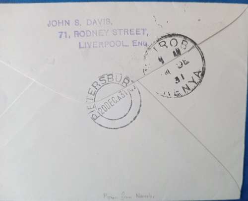 IMPERIAL AIRWAYS FIRST FLIGHT KENYA TO PIETERSBERG 12/1231