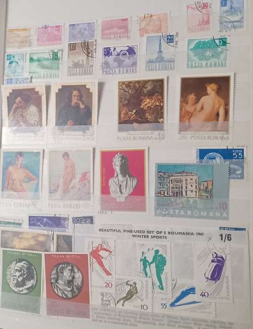 16 PAGESIDEAL STAMPS ALBUM WITH STAMPS FROM THESE COUNTRIES UAE/JAPAN`ROMANIA/LIBERIA/AJMAN/MACAU ,,