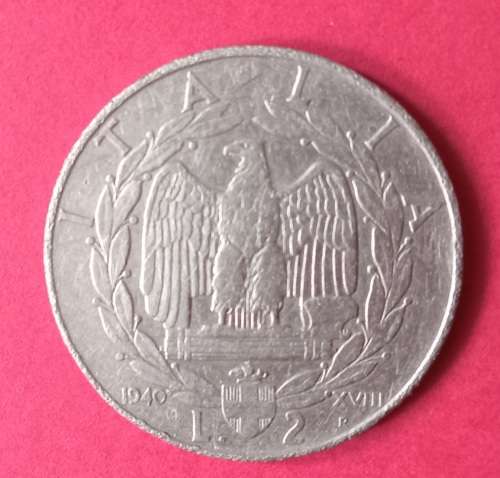 ITALY Vittorio Emanuele III 1940 R - XVIII 2 LIRE, WWII COIN