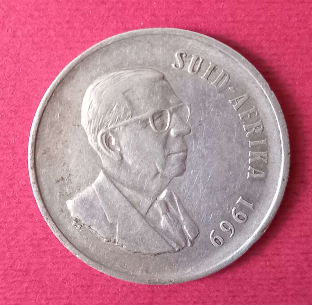 RSA R1 COIN 80% SILVER 1969 AFRIKAANS