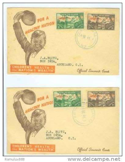 NEW ZEALAND x2(HEALTH COVER)1946 cancelled AUCKLAND C.I