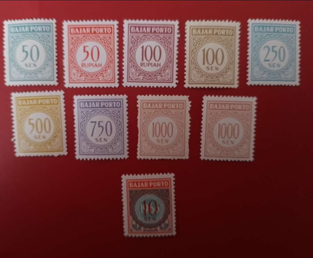Indonesia Dutch India Tax Stamps Bajar Porto X10 MH