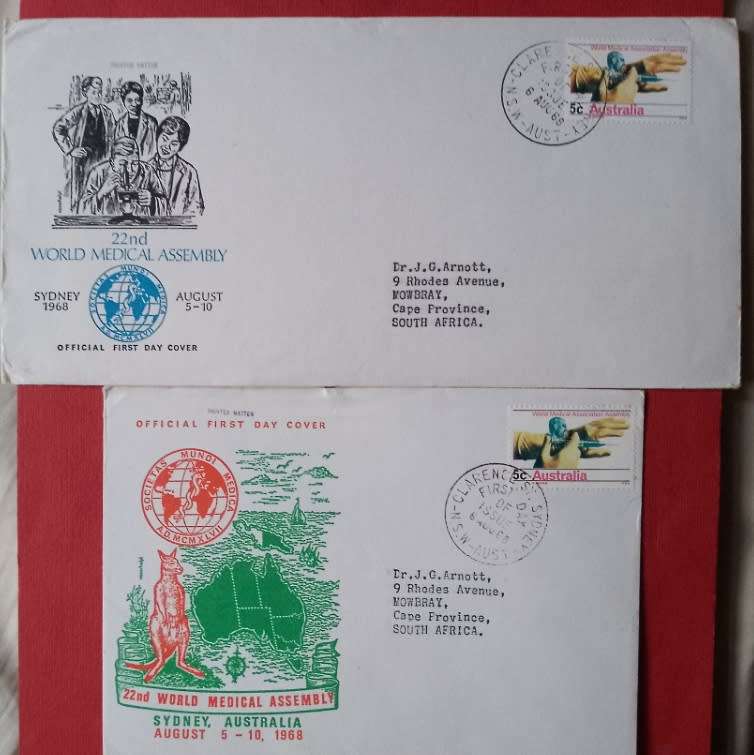 AUSTRALIA 22ND WORLD MEDICAL ASSEMBLY FDCS X2 -1968
