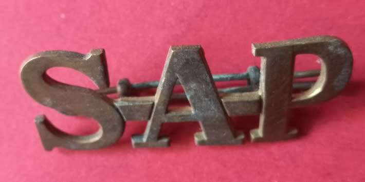 POLICE SAP BRASS BADGE THESE WERE USED UNTIL THE LATE 1970s