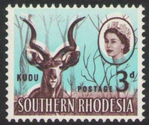 S Rhodesia 1964 QEII 3d Kudu variety - BLUE COLOUR SHIFTED UP -" GHOST HORNS", superb UM
