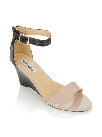 MADISON :Patent Colour-blocked Wedges Neutral ; UK/SA SIZE 3 : LAST PAIR