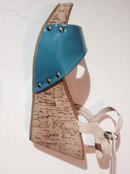 Plum footwear :ladies Patent wedge sandal : Blue : size 7 new in box